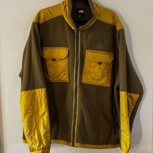 The North Face Men's Royal Arch Full Zipper Fleece Jacket, XXL, Green/Yellow